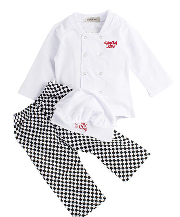 stylesilove Baby Unisex Cook Cuisine Chef Costume  Pants and Hat 3-pc (80/6-12 Months) White