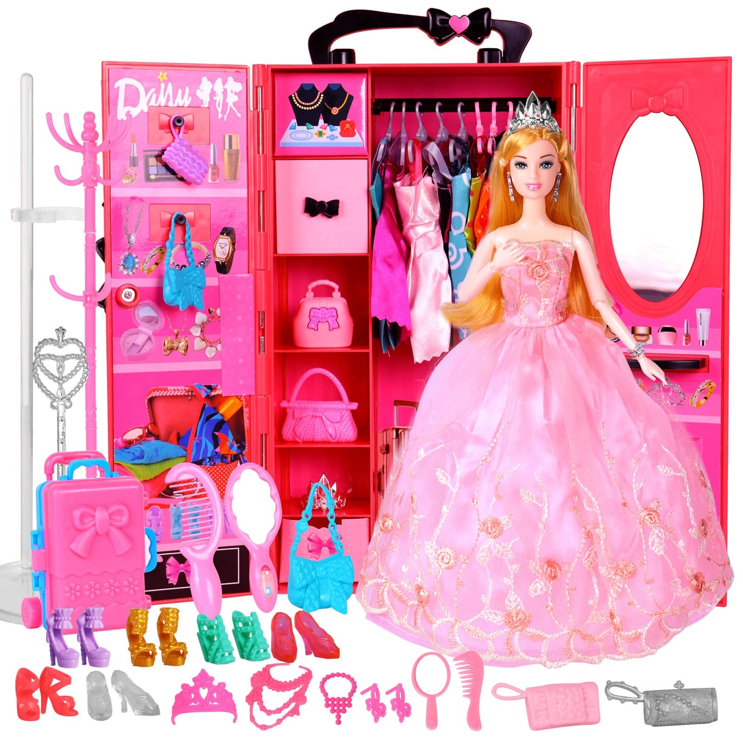 Ucanaan Girl Doll And Closet Set With Doll Clothes And Accessories Items Including Fashion Dolls, Dressand Many Other Accessories (Refer Picture Shows),Best Gitfs For Girls Christmas Birthday