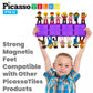 Picassotiles 15-Piece Magnetic Character Action Figures Add-On Set For Construction Building Block Tiles