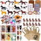 Winrayk 110Pcs Horse Birthday Party Favors Supplies Non-Woven Gift Bags Horse Figurine Make Your Own Stickers Horse Gifts Toys K