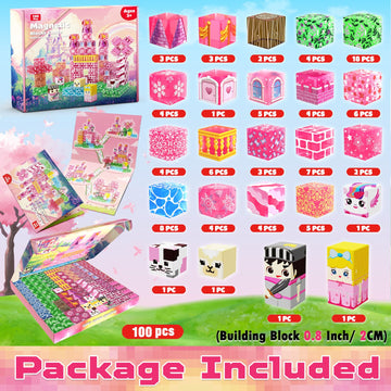 Magnetic Blocks - 100Pcs Magnetic Building Block Cubes, Magnet Blocks Transparent Castle Princess Toy Building Sets For Kids, St