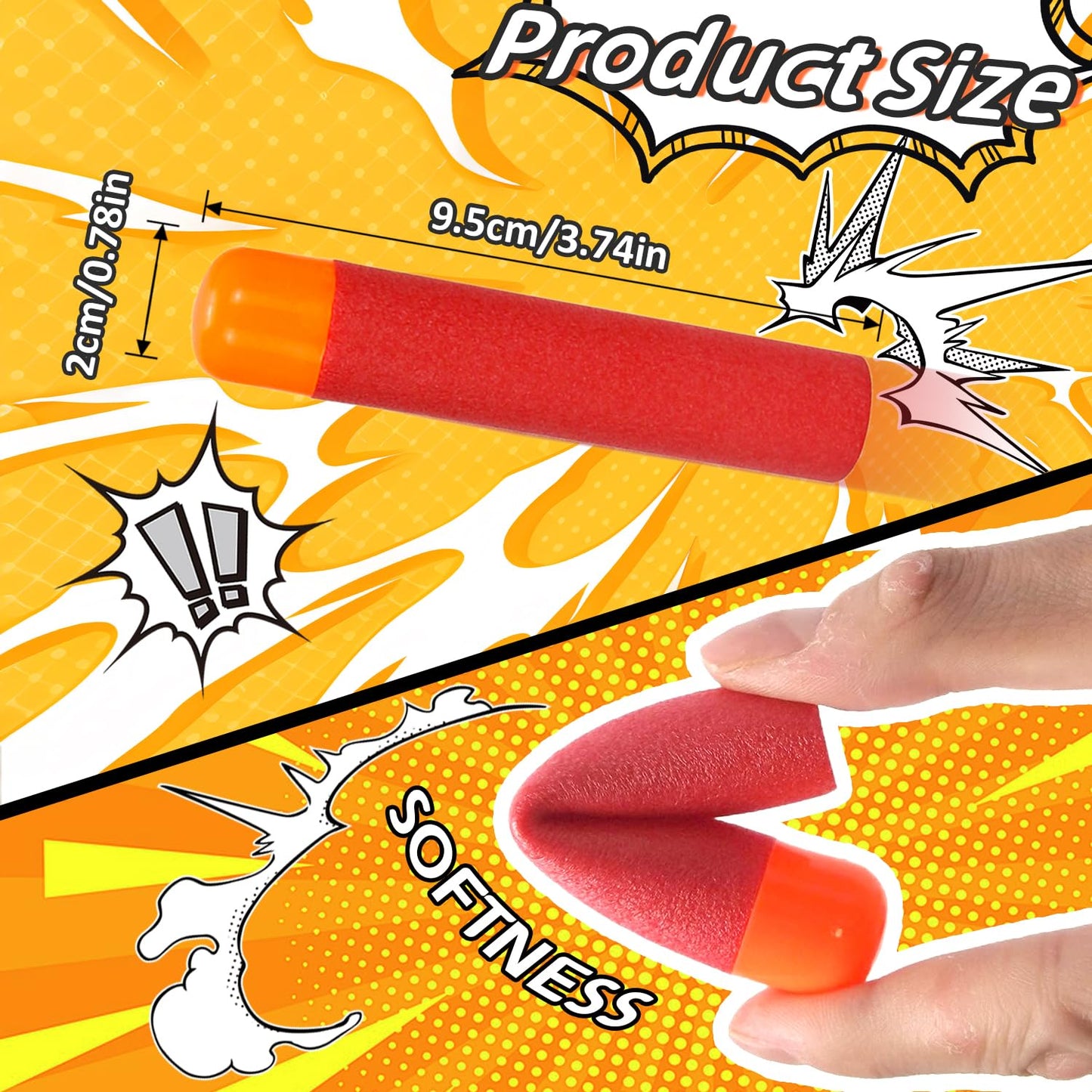 EKIND 9.5cm Foam Darts Compatible for Nerf advanced Mega Series 36-Dart Refill Pack (Red)