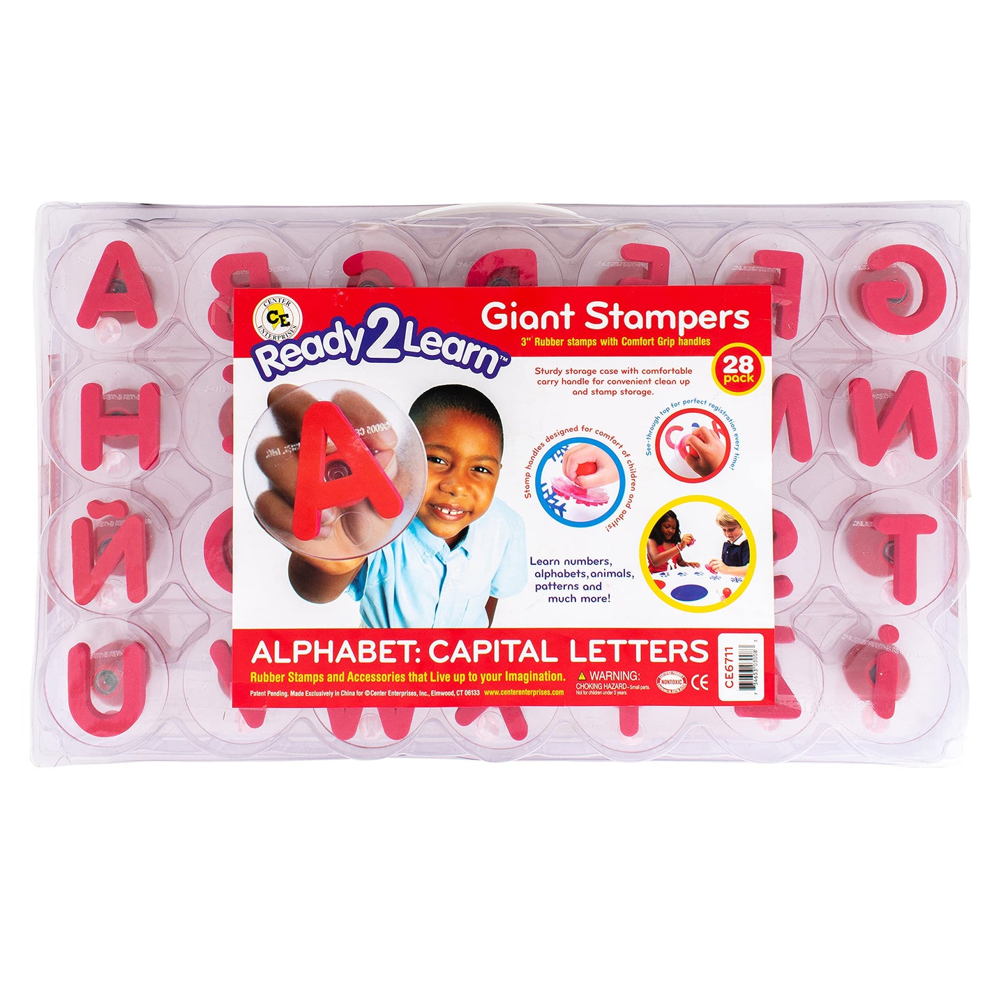 READY 2 LEARN Giant Stampers - Alphabet - Uppercase - Set of 28 - Easy to Hold Foam Stamps for Kids - Arts and Crafts Stamps for