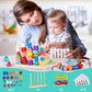 Montessori Bead Sequencing Toy Set, Wooden Stacking Blocks & Lacing Beads & Matching Shape Colors Stacker, Montessori Toys for 2