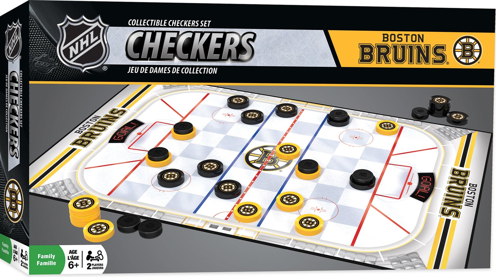 MasterPieces NHL Boston Bruins Checkers, Gray, Small, Multi, One Size (41485),13 x 21