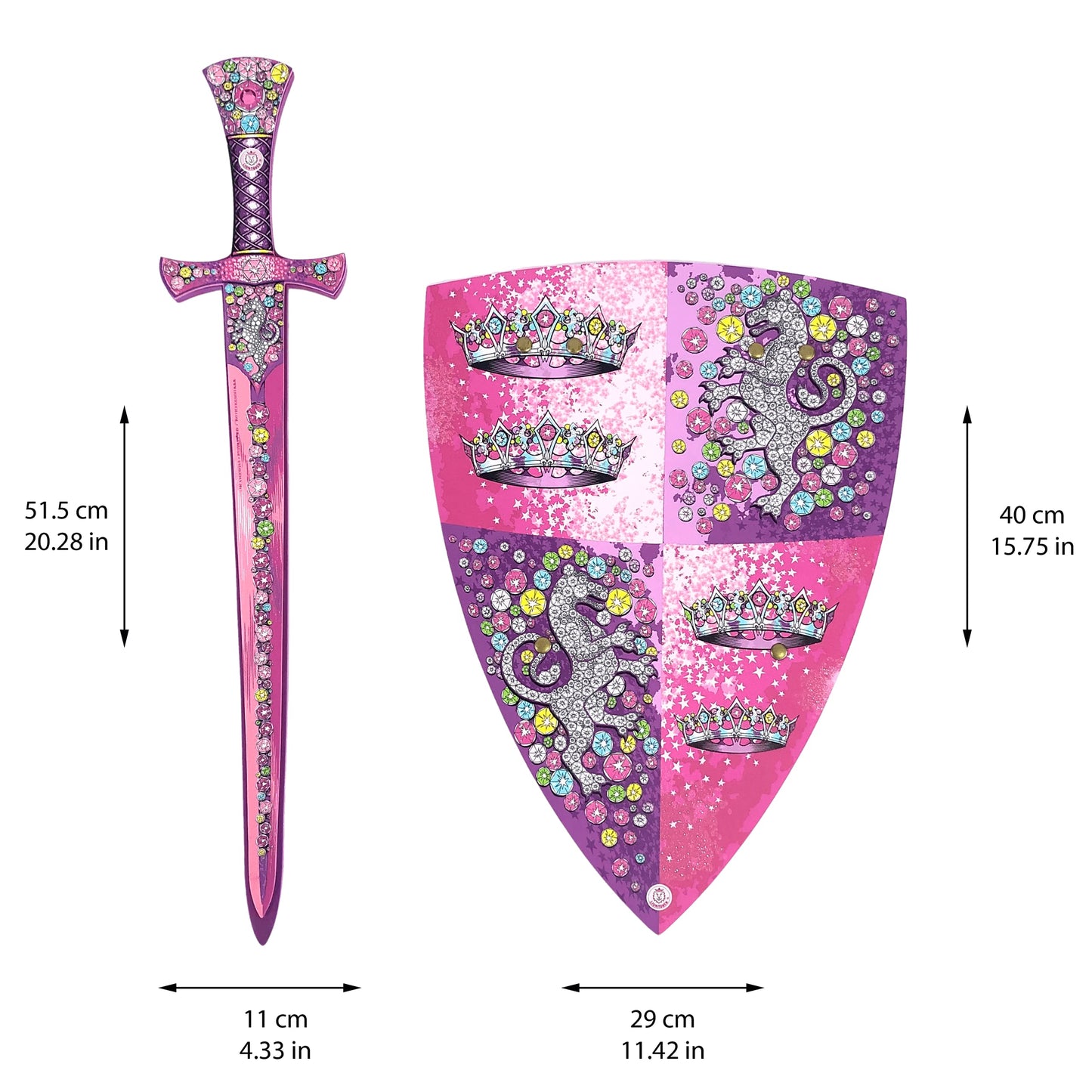 Liontouch Crystal Princess decorative replica blade & Shield For Girls | Medieval Play Set in Foam For Kids Pretend Play With Pink & Silver Lioness Theme | Safe  & Battle Acessories For Dress Up & Royal Costumes