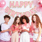 Litaus, Pink Gold Happy Birthday Banner - Pre-Strung, 9 Ft, No Diy | Birthday Decorations | Happy Birthday Sign For Birthday Dec