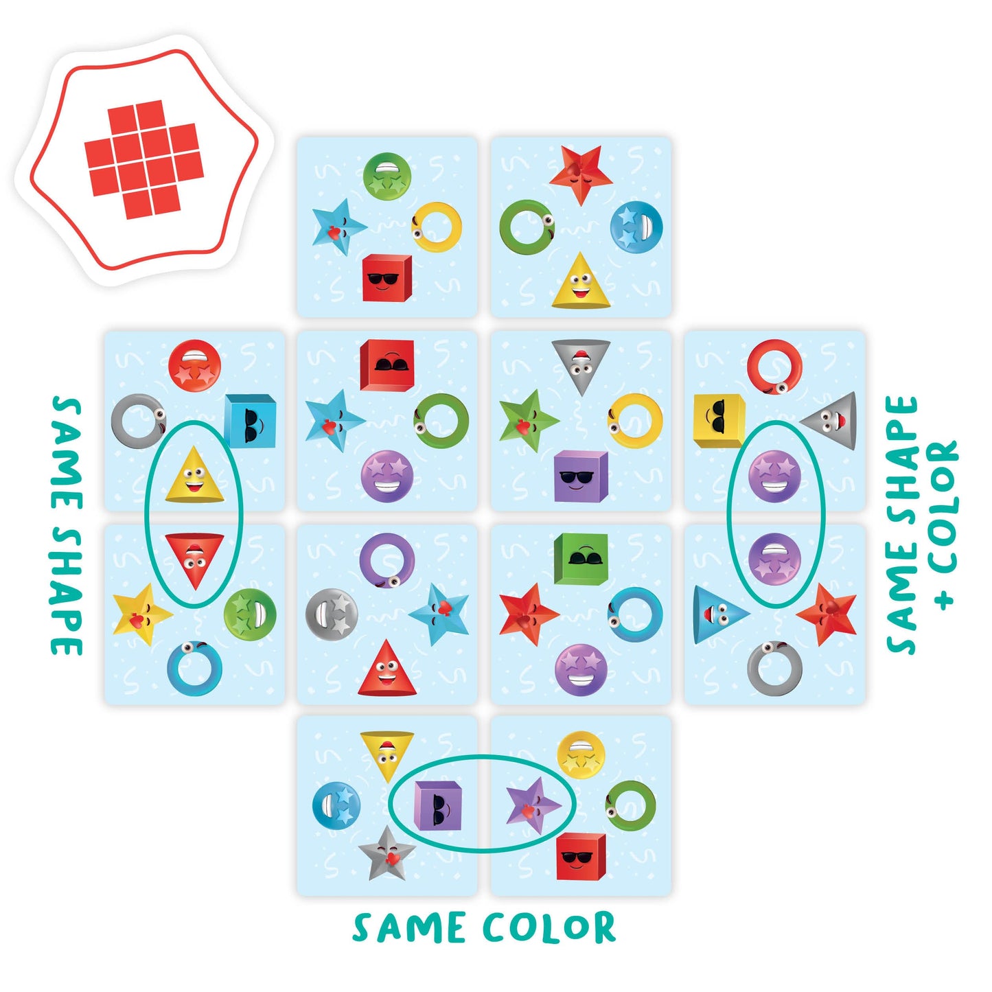 WHAT DO YOU MEME? Pattern Party Head-to-Head Puzzle Game, Compact Multicolored Cardstock, Model PP4070, Brain Teasers for Kids 5+