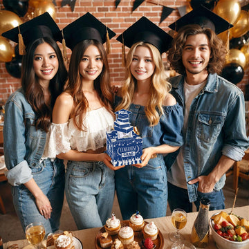 Graduation Money Box For Cash Gift Pull,Blue Silver Graduation Gifts Surprise Money Box With Pull Out Happy Graduation Congrat Grad Card For Class Of 2025 Graduation Party Supplies High School College