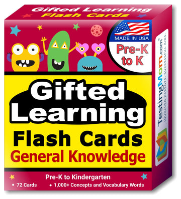 TestingMom.com Gifted Learning Flash Cards for Kids - General Knowledge Flashcards for Pre K to Kindergarten - G&T Educational P