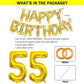 SHUNTAI 55th Birthday Decorations - Gold Jumbo 55 Foil Mylar Balloons, 16"/40" Size, Happy Birthday Banner for 55 Years Old Theme Party