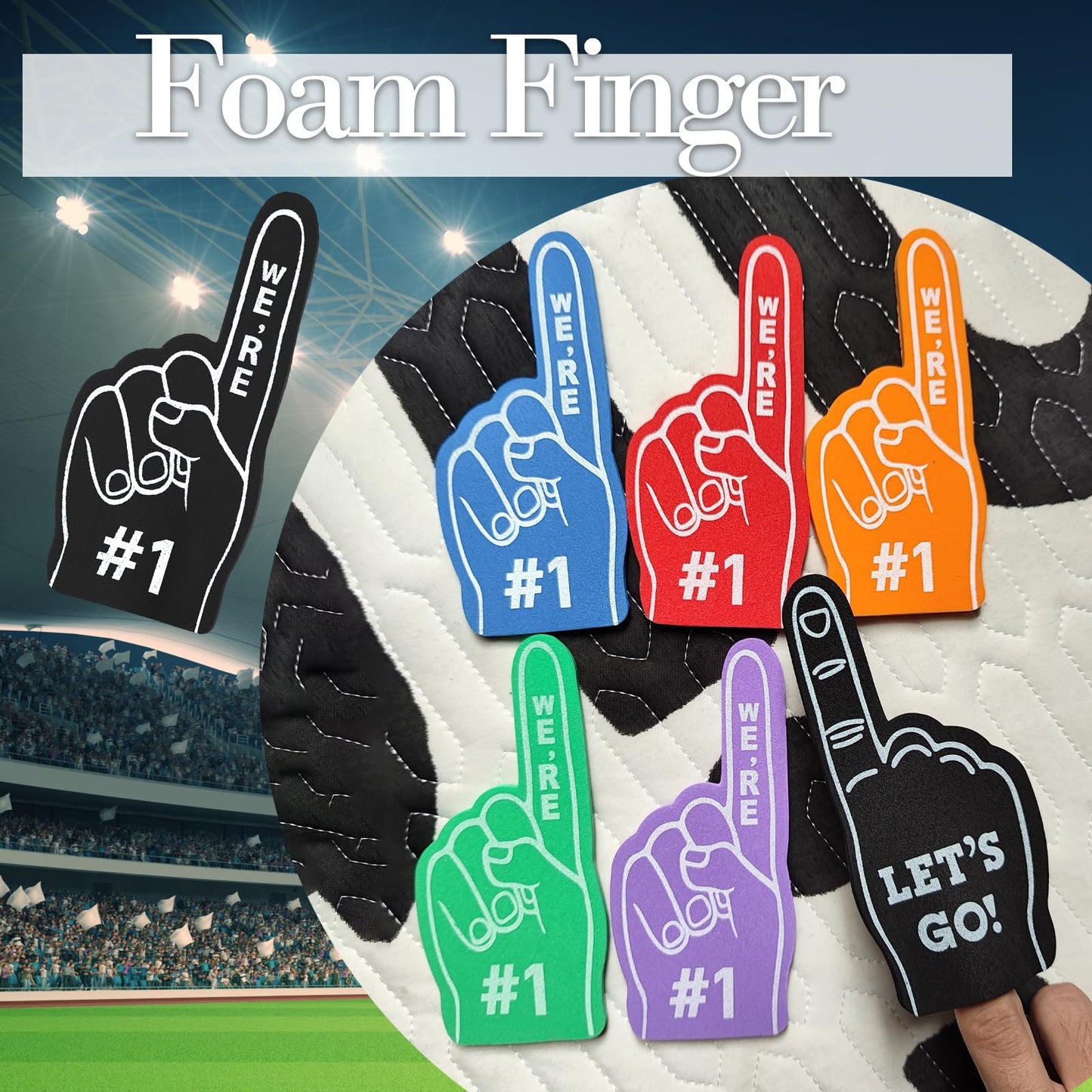 SEEVOR 12pcs Foam Finger Mini Foam Fingers 5 Inch Cheerleading Foam Finger For Sports Events Games Themed Birthday Party (Black)