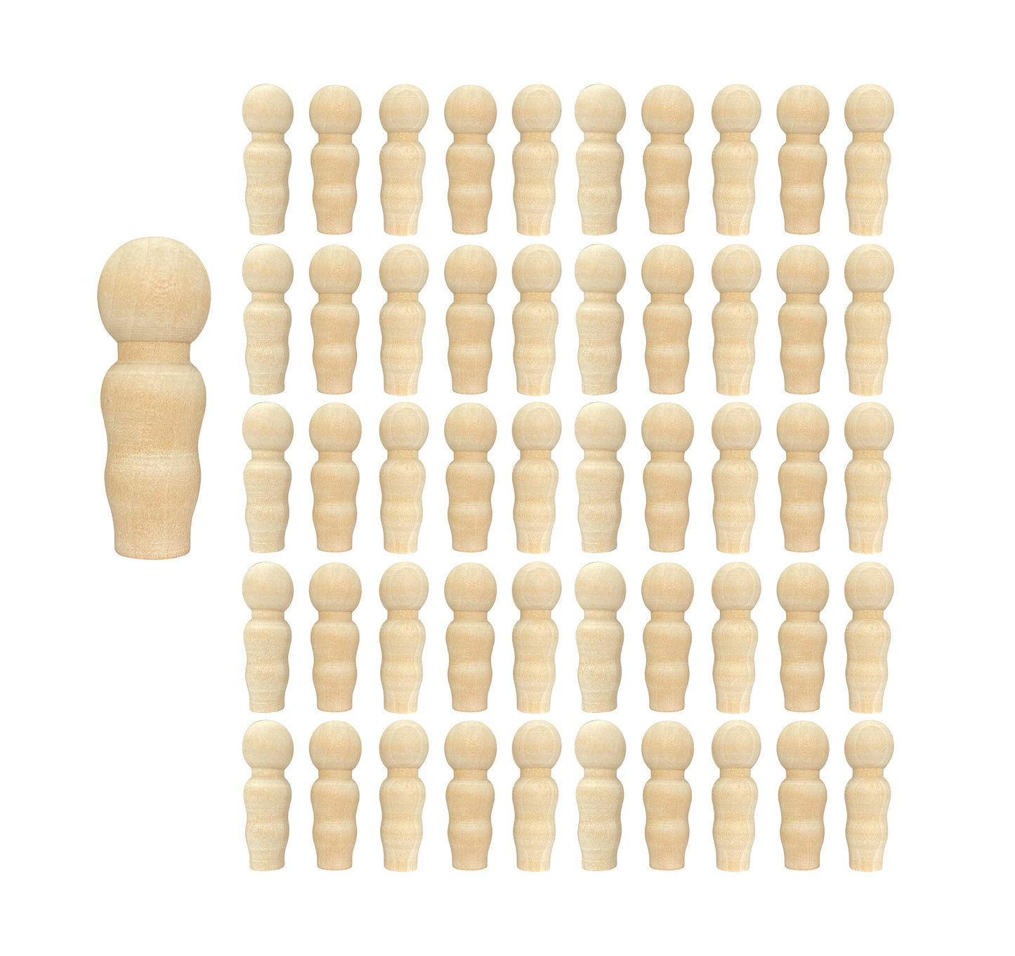 50 Pieces Wood Peg Dolls Unfinished Wooden People Craft Blank Family Figures 3/4 x 2-1/4 inch