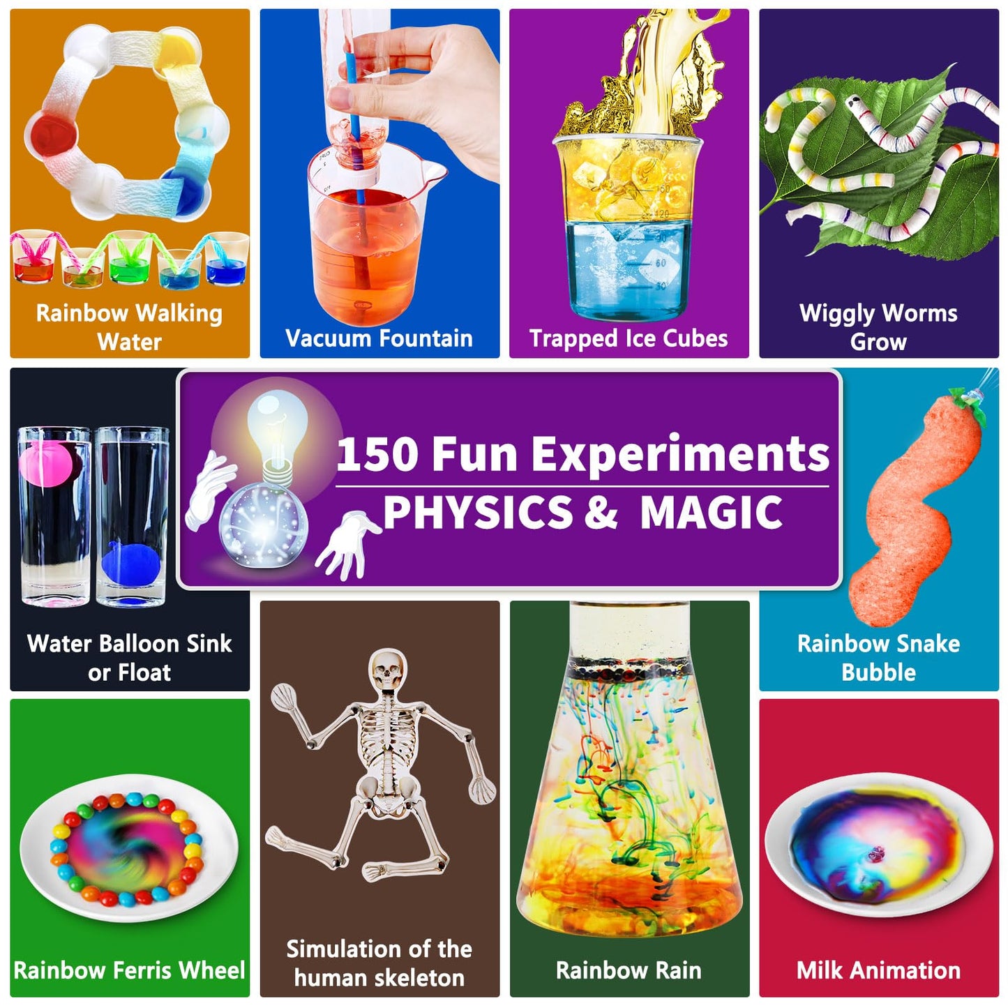 Unglinga 150 Experiments Science Kits For Kids Boys Girls, Scientific Toys Gifts Ideas Birthday Christmas, S.T.E.M Project Chemistry Break Geodes, Volcano, Physics Educational Activities