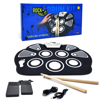 Rock And Roll It – Drum. Roll Up Portable Drum Set For Kids & Adults. Drum Practice Pad Kit For Beginners. Electronic Silicone Drum Practice Pad | Pedals | Drum Sticks