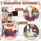 Mini Kids Kitchen Playset with Apron, Play Kitchen Toy with Realistic Steam and Lights, Play Sink and Toy Kitchen Accessories, P