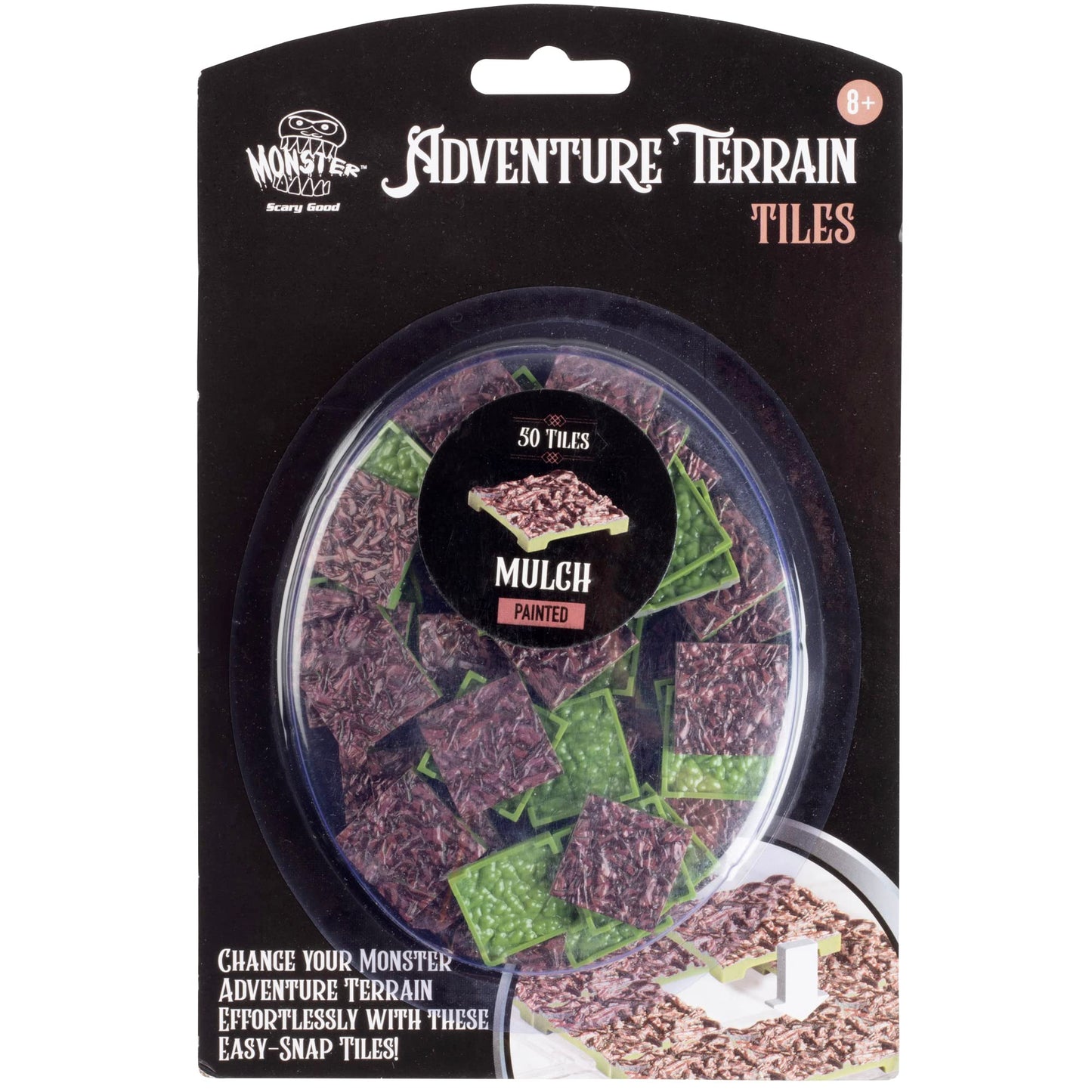 Monster Adventure Terrain- 50Pc Mulch Tile Expansion Pack- Painted 1X1 Tile Set- Amazing Tabletop Terrain In Minute- Customize Your D&D And Pathfinder Dungeons