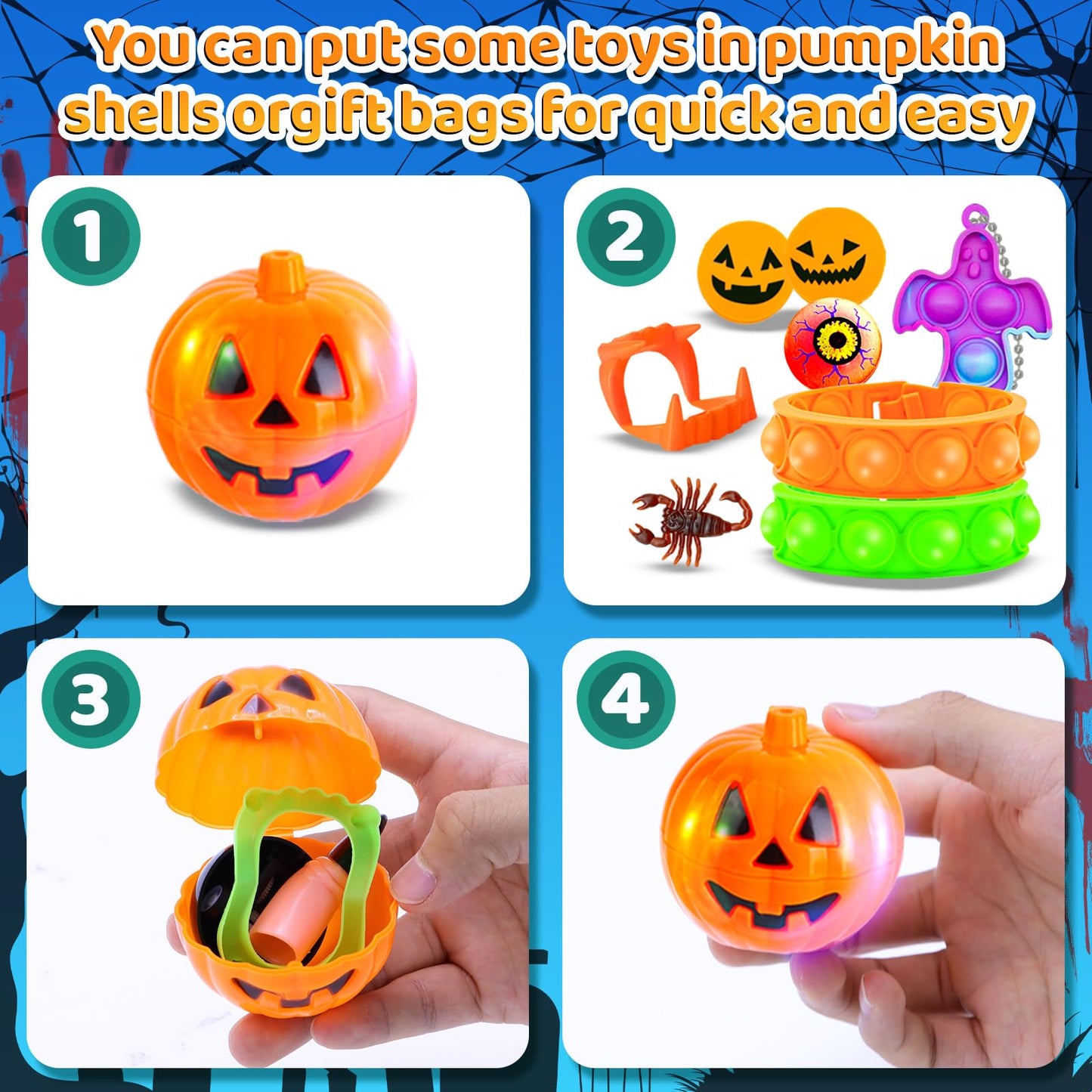 400Pcs Halloween Party Favors For Kids, Halloween Toys Bulk, Classroom Prizes, Goodie Bag Stuffers,Halloween Stuffers,Treasure B