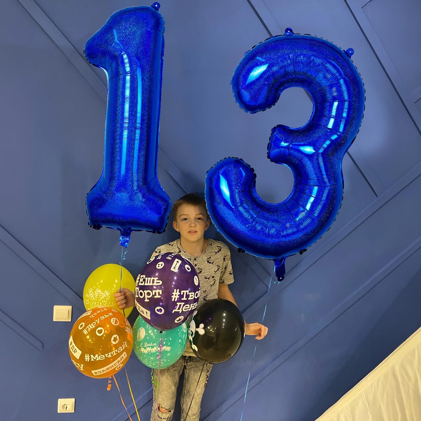 21St Birthday Balloons For Boys, Large Dark Blue Foil Number 21 Balloons, Navy Royal Blue Self Inflating Helium Globos Azules Ma