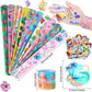 40 Pieces Hawaiian Theme Slap Bracelets with 50 Pieces Hawaii Stickers Summer Hawaii Snap Bracelet for Adult Luau Tropical Gifts