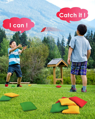TINDTOP Bean Bags for Tossing(3.9 * 3.9inch  100g/3.5oz)  12 Pack Cornhole Outdoor Toss Gaming Colorful Canvas Bean Bags Carnival Games Kids Beanbags tossing Games for Kids Halloween Games