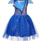 Wonderbabe Evie Costume For Girls Cosplay Costume Tulle Mesh Dress, Princess Birthday Party Dress Up Outfits Size 5-6T