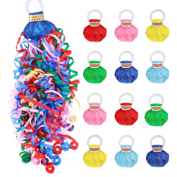 12Pack No Mess Streamers,Color Mix Hand Throw Streamers Poppers,No Mess Confetti Poppers for Wedding,Birthday,Party Celebrations