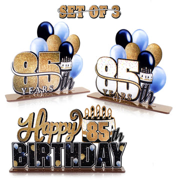 Lingteer Happy 85Th Birthday Gold Acrylic Table Topper Centerpieces Set - Cheers To 85 Years Old Birthday 85Th Bday Party Gift Decorations.