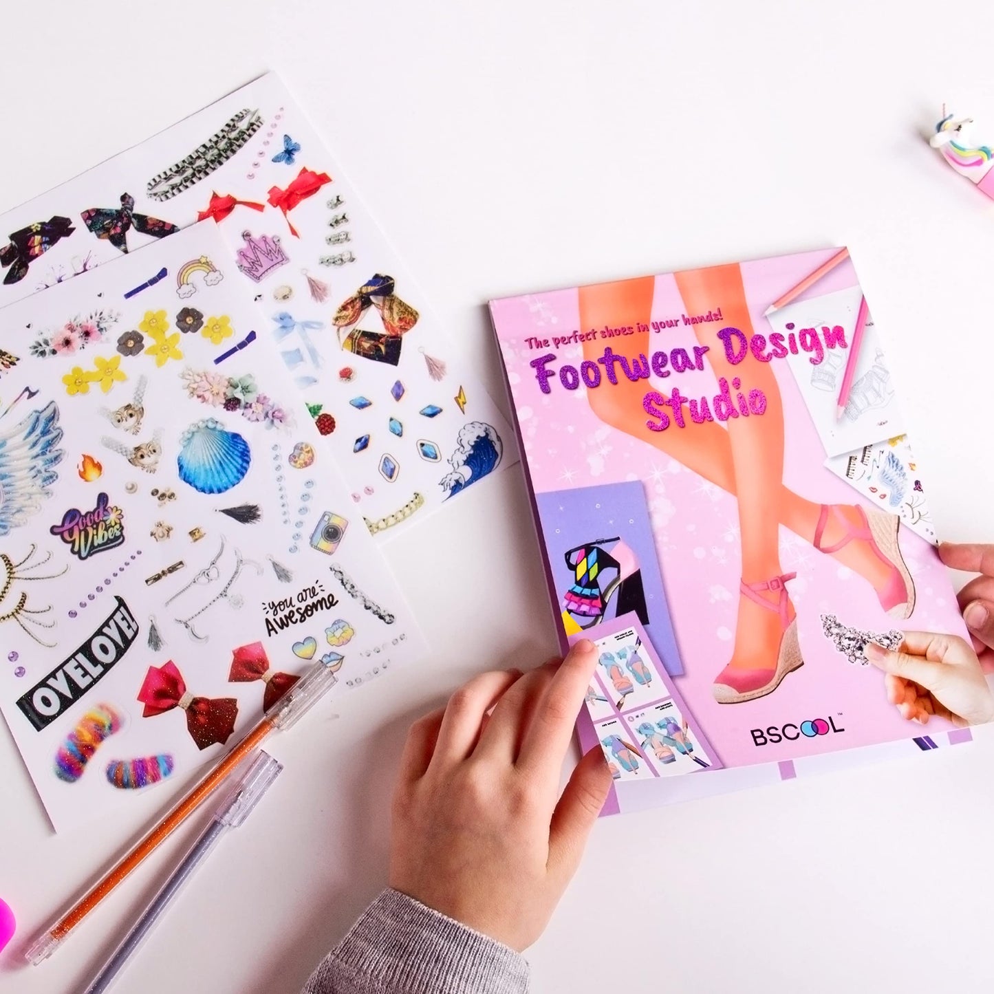 Bscool- Drawing, Coloring & Activity Book. Footwear Design Studio With Stickers And Guides. Fashion Design Sketchbook And Sticke