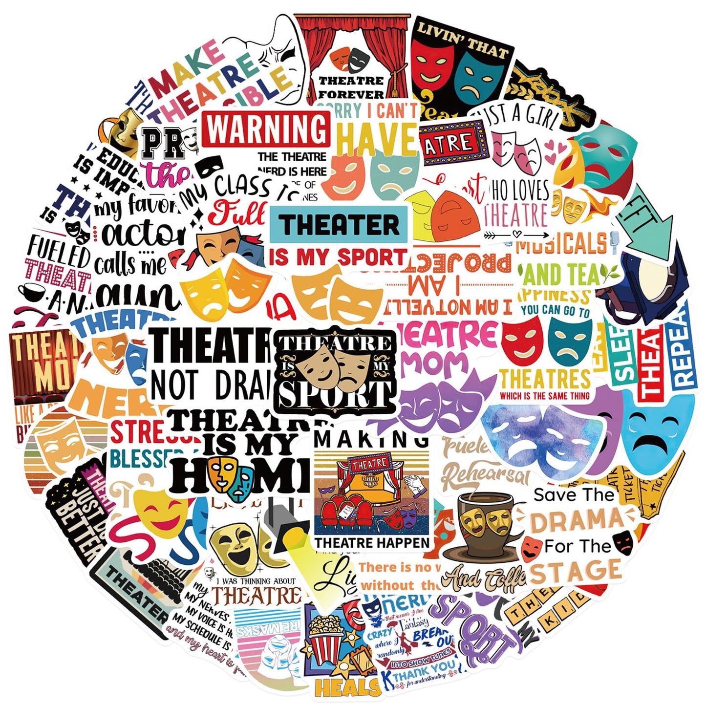 Theatre Stickers,50 Pcs Aesthetic Waterproof Stickers,Vinyl Stickers For Water Bottle,Laptop,Phone,Skateboard Stickers For Teens