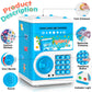 Blue Piggy Bank For Kids, Electronic Coin Money Bank, Children'S Safe Money Jar Toy Age 4 7 8 9 10 11 With Password Code Lock An