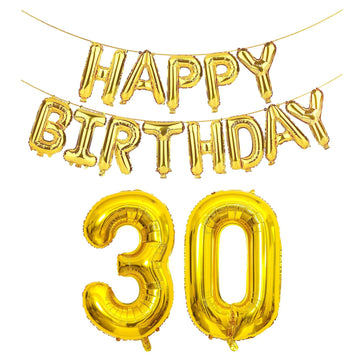 Shuntai 30Th Birthday Decorations For Him Her 30 Balloon Numbers Gold Jumbo Number 30 Foil Mylar Digital Balloon With Gold Lette