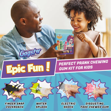 Gagster Prank Chewing Gum 3-In-1 Prank Toys Set - Shocking, Water Squirt And Cockroach Snapping Gum Packs, Prank & Shock Your Friends & Co-Workers. Perfect As Gag Gifts Or Practical Joke Gifts