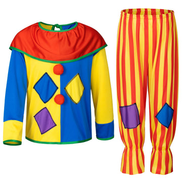 Yoroka 5Pcs Kids clown costume set Circus costume Boys and Girls Cosplay Costumes Quick Dress up for Clown(L)