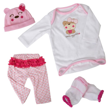 Ekokiz Reborn Baby Dolls Clothes Girl Cute Bear Pattern Baby Clothes For 17-22 Inches Realistic Newborn Baby Dolls Baby Girls' C