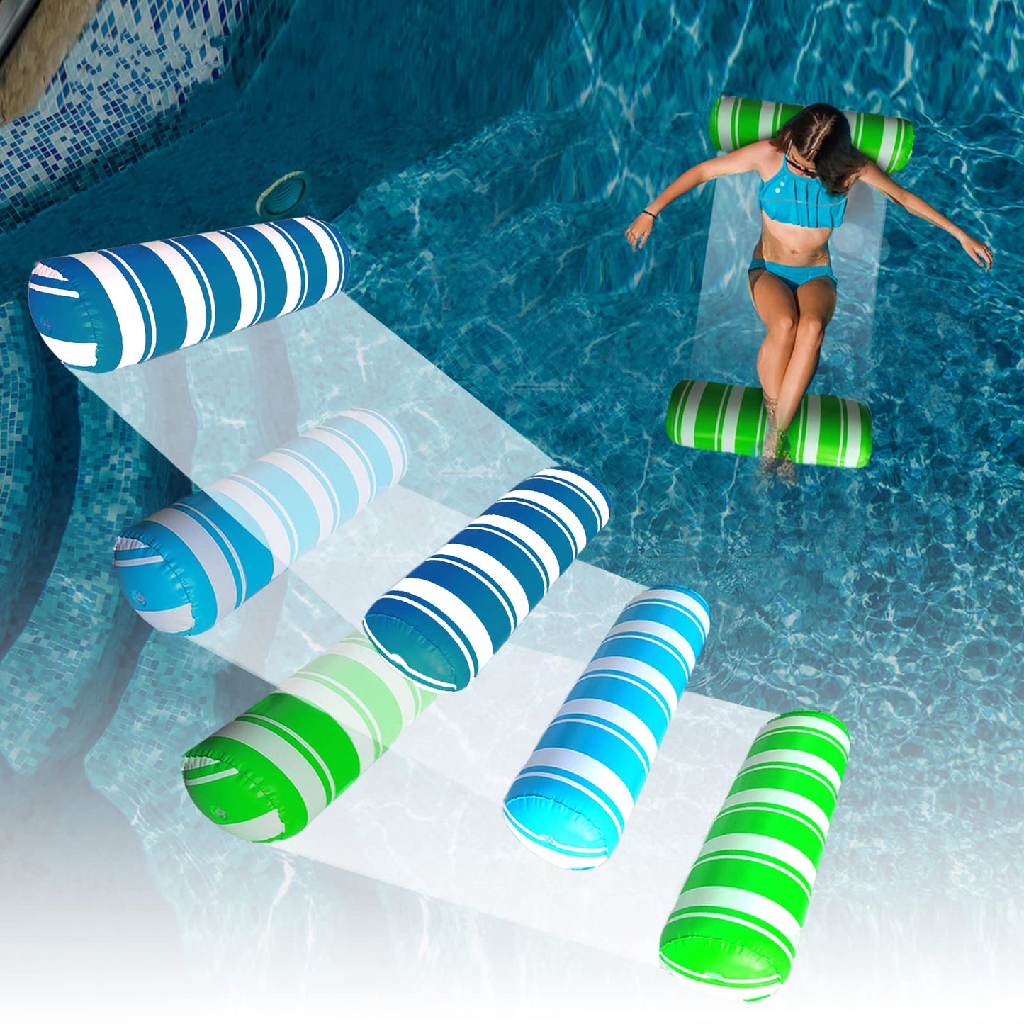 3 Pack Water Swimming Pool Floats Hammock,Pool Float Lounger,Water Hammock Lounger, Swimming Floating Bed Hammock,Comfortable Inflatable Swimming Pools Lounger, For Adults Vacation Fun And Rest