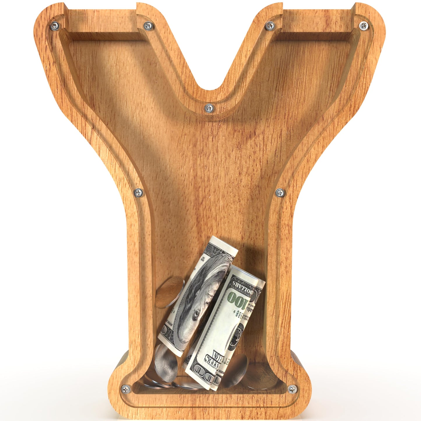 Sulevalt 12 Extra Large Wooden Letter Piggy Banks - Piggy Banks for Boys Girls Kids  Alphabet Money Banks with Initial Y - Coin Banknote Bank Birthday/Christmas for Kids