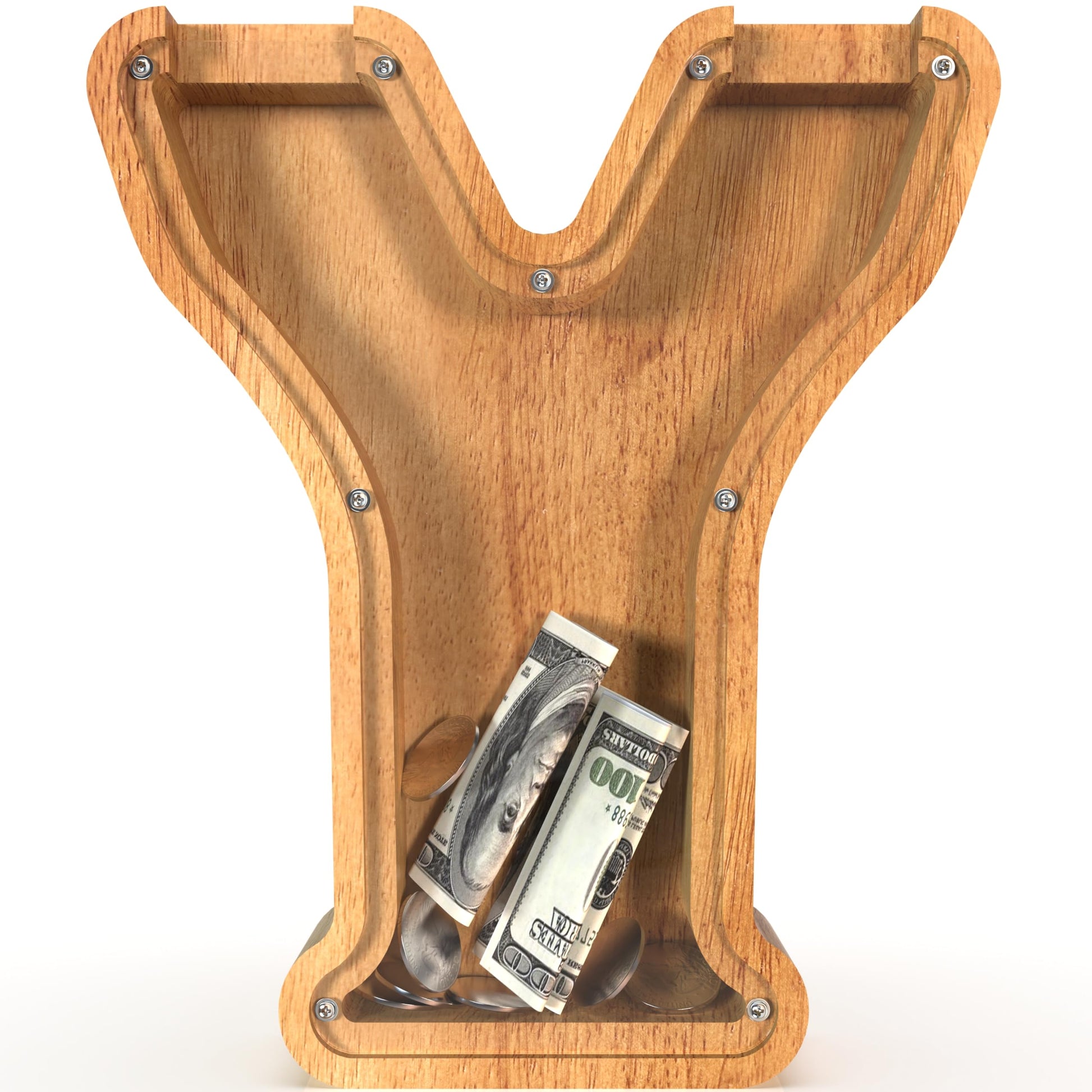 Sulevalt 12 Extra Large Wooden Letter Piggy Banks - Piggy Banks for Boys Girls Kids  Alphabet Money Banks with Initial Y - Coin Banknote Bank Birthday/Christmas for Kids