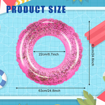 Whaline 4Pcs Inflatable Pool Floats Toys Swim Tubes Rings Glitter Pink Pool Tube for Teen Boys Girls Outdoor Summer Swimming Poo