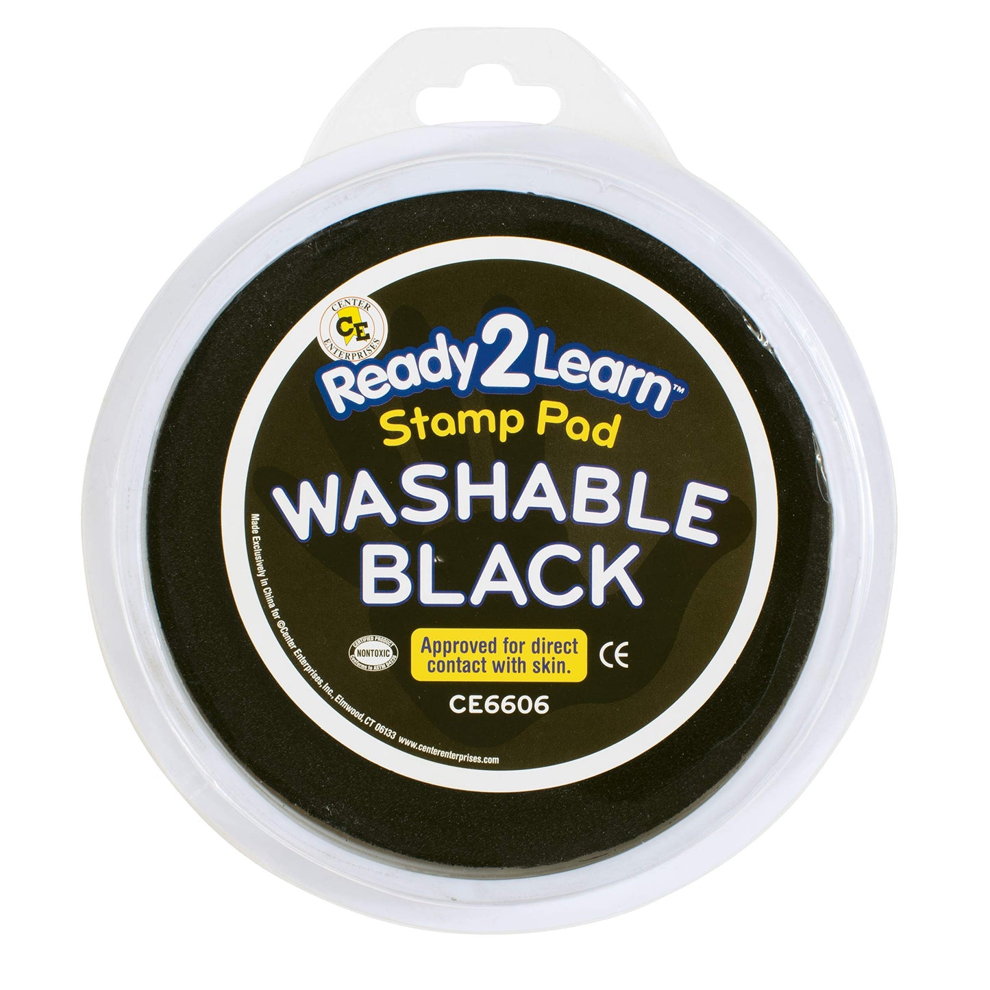 READY 2 LEARN Jumbo Circular Washable Stamp Pad - Black - 5.75 dia. - Non-Toxic - Fade Resistant - Ideal Size for Handprints and