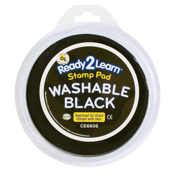 READY 2 LEARN Jumbo Circular Washable Stamp Pad - Black - 5.75 dia. - Non-Toxic - Fade Resistant - Ideal Size for Handprints and