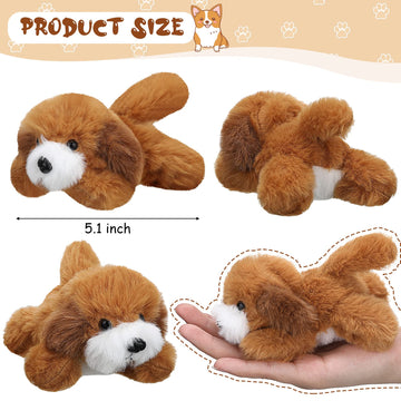 8-Piece Plush Pets Set, 5-Inch Assorted Stuffed Animals, Small Long-Hair Dogs For Kids, Classroom & Party Decorations