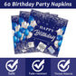 96 Pcs 60Th Birthday Party Supplies Navy Blue And Silver Birthday Plates 60Th Birthday Paper Tableware Happy Birthday Party Plat