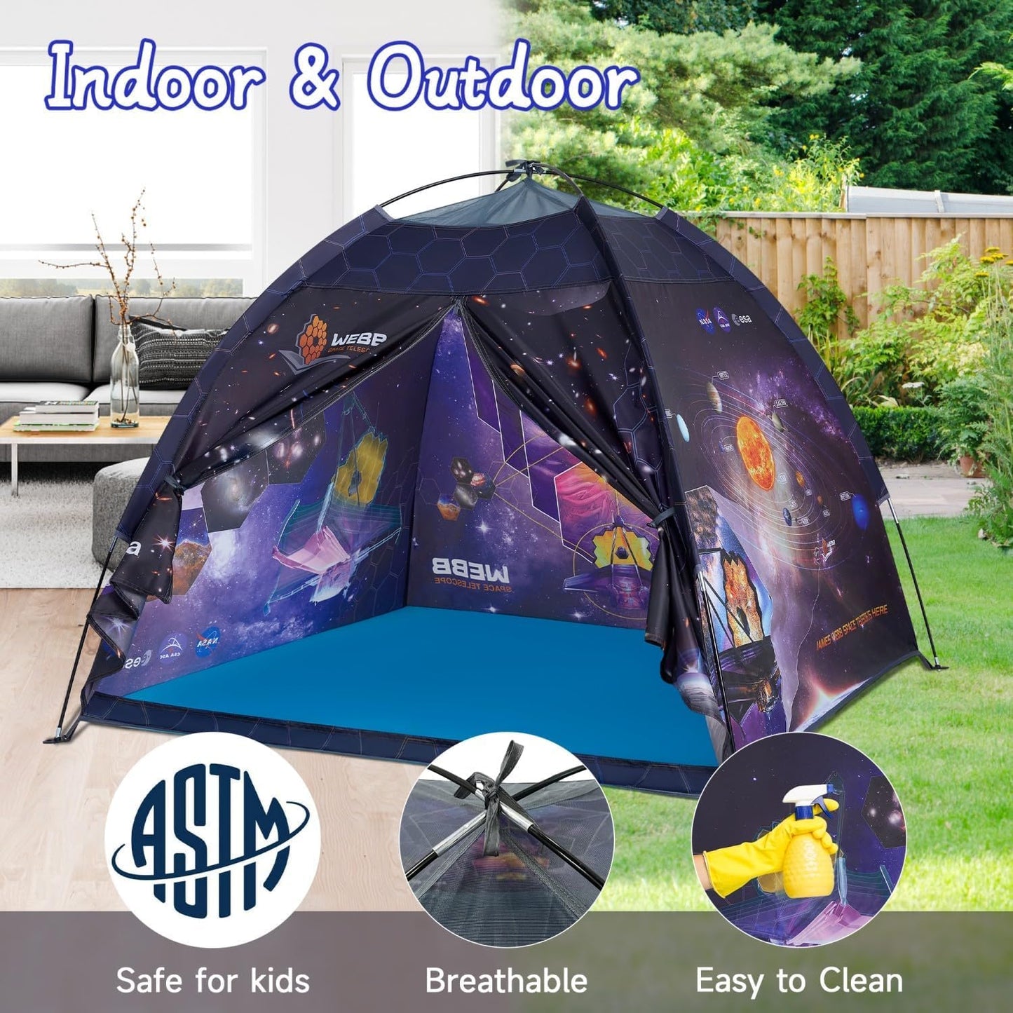 Mnagant James Webb Space Telescope Kids Play Tent Indoor & Outdoor For Boys And Girls(61'' X 61'' X 45'')