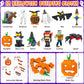 Halloween Party Favors for Kids, 48 Pcs Halloween Pumpkin with Halloween Squishy and Building Blocks, Halloween Goodie Bags Fill