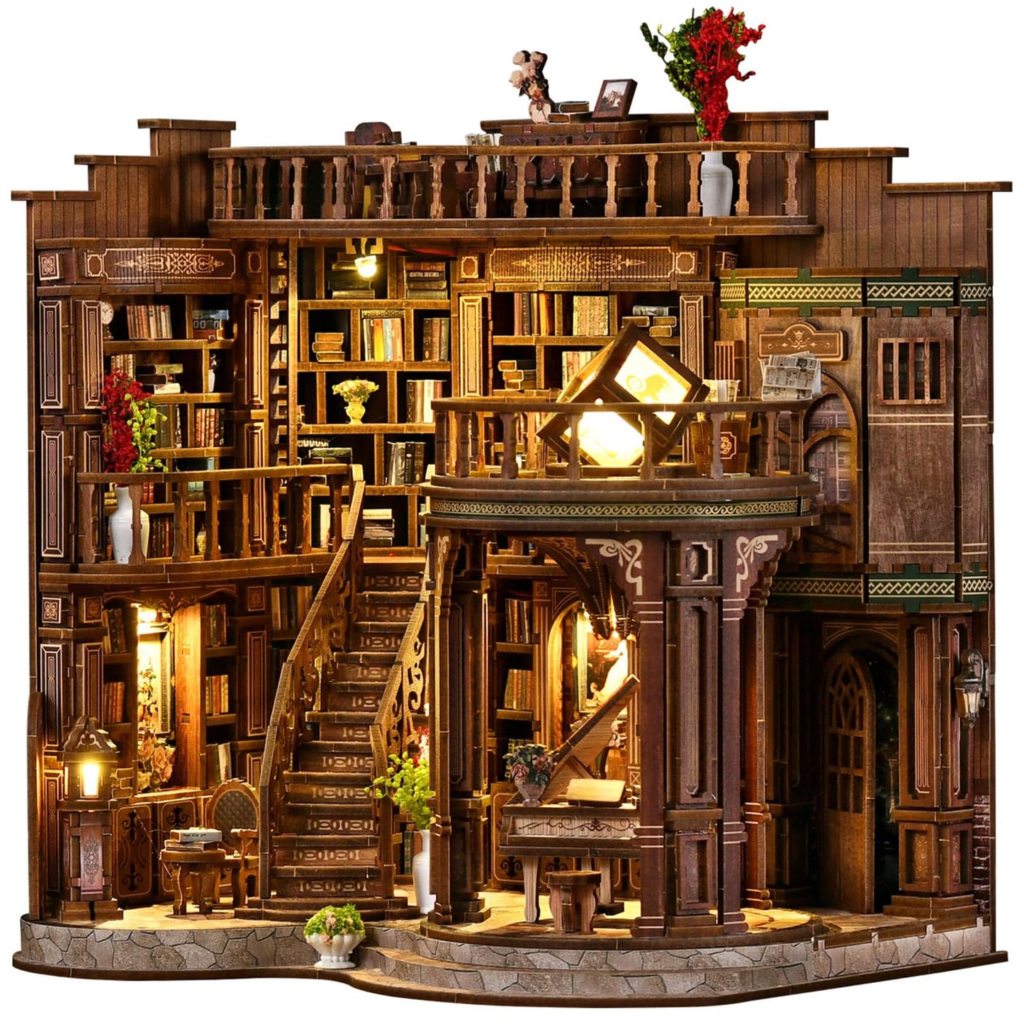 Lannso DIY Dollhouse Miniature Kit  Doll House Kit  Mini Handmade Wooden Dollhouse Toys for mature-themed Gift (AWO2-003)