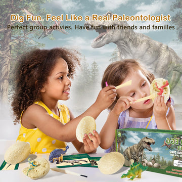 Stuffed Easter Eggs Basket Stuffers - 12 Dinosaur Toys Easter Gifts For Kids Dino Fossil Eggs Dig Excavation Kit W Play Mat Christmas Birthday Gift For Boys Girls Ages 3 4 5 5-7 6 7 8 + 8-13 Years Old