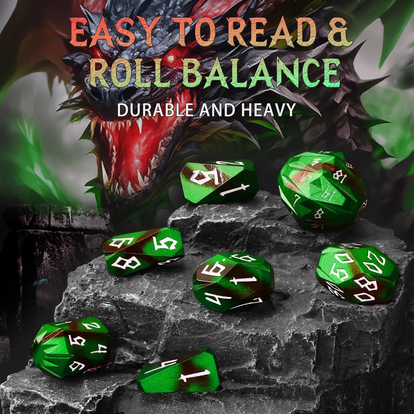 Fonvgogo Metal Dnd Dice For Dungeons And Dragon, Metal Dice Set D&D With Cardboard Box Unique Cool Stonehenge Rpg Polyhedral Dic