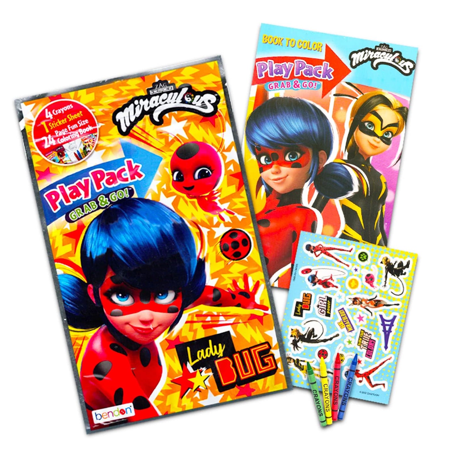 Miraculous Ladybug Activity Set - 5 Piece Bundle with Coloring Books, Stickers & More - Multicolor/Paper
