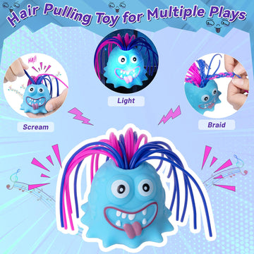 Homqyte Fidget Toys Hair Pulling Stress Relief Toys With Led Light Differernt Screams Novelty Screaming Monster Toys For Adults